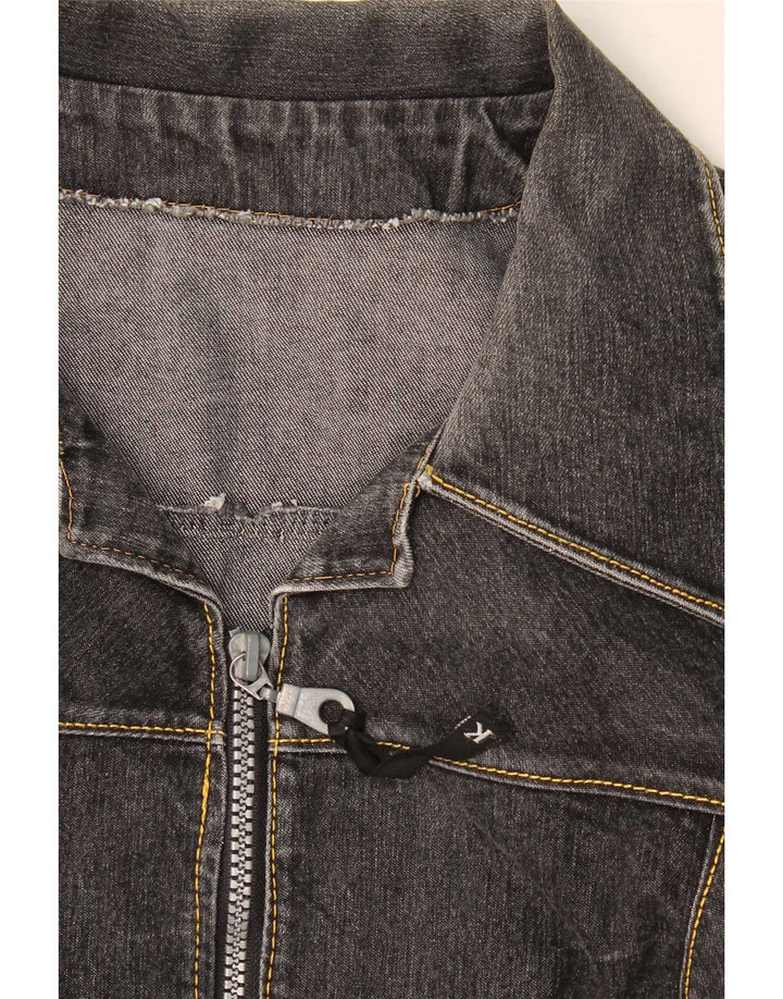 Giacca di jeans vintage da donna UK 14 Grigio medio