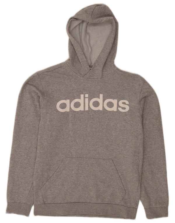 Felpa con cappuccio grafica da uomo Adidas, piccola, in cotone grigio screziato