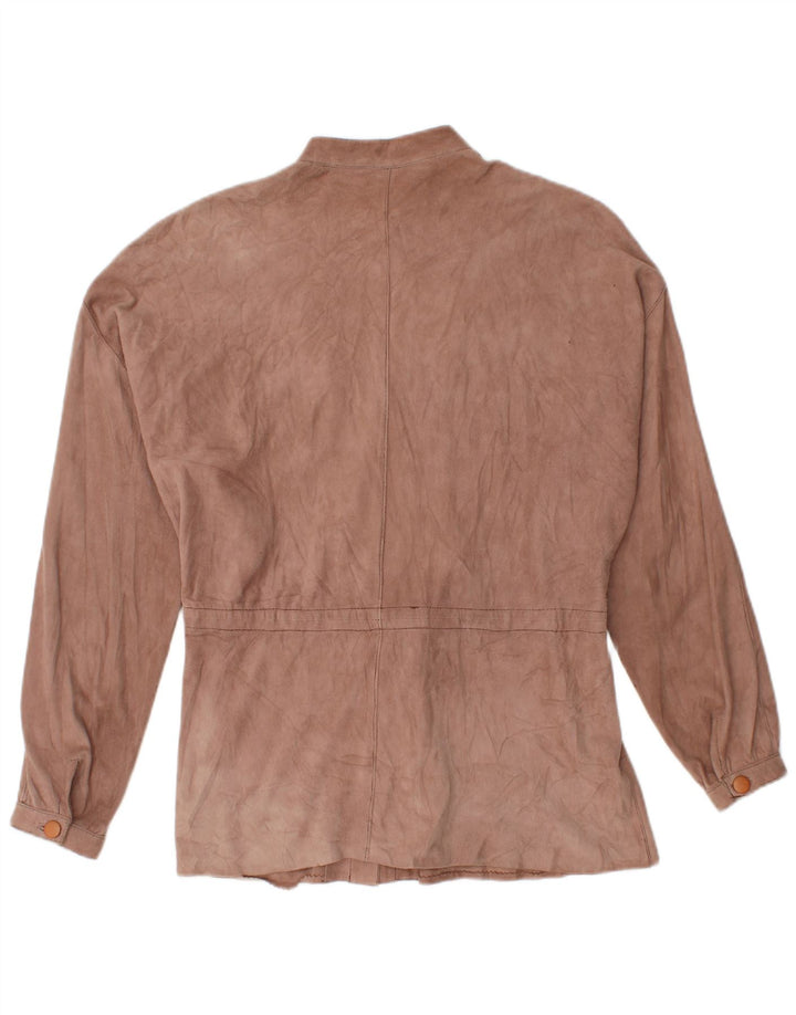 Camicetta camicia in pelle scamosciata da donna VINTAGE EU 44 XL Marrone