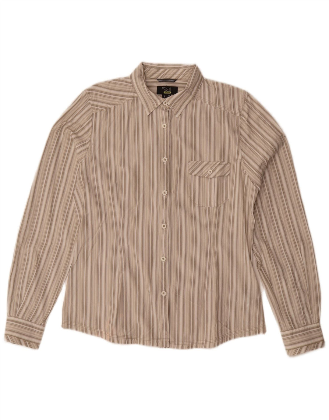 Camicia da donna SALEWA UK 10 piccolo cotone a righe beige