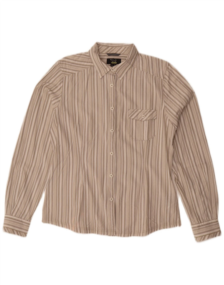 Camicia da donna SALEWA UK 10 piccolo cotone a righe beige
