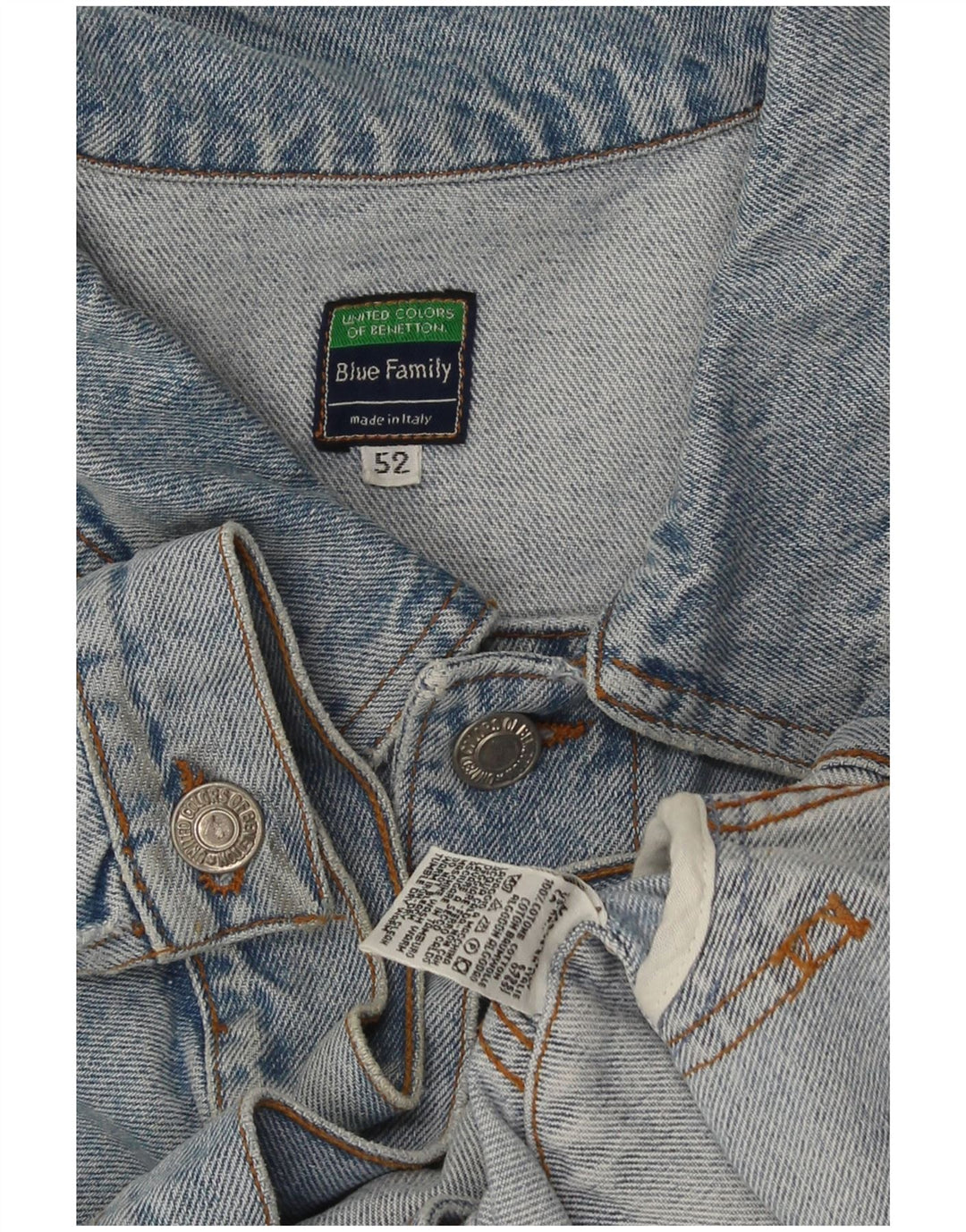 Giacca Jeans Uomo Benetton IT 52 XL Blu Cotone