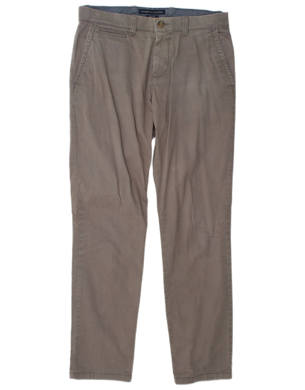 TOMMY HILFIGER Pantaloni chino slim fit Etroite da uomo W31 L32 cotone grigio