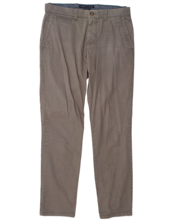 TOMMY HILFIGER Pantaloni chino slim fit Etroite da uomo W31 L32 cotone grigio