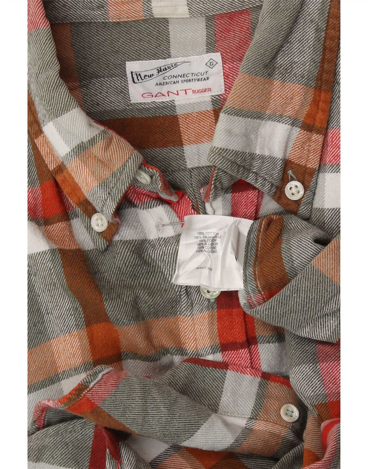 Gant Camicia da uomo in flanella di cotone a quadri multicolore medio