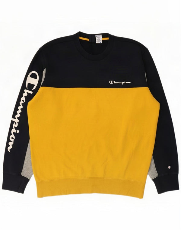 Champion Felpa con grafica da uomo Maglione XL Blu navy in cotone color block