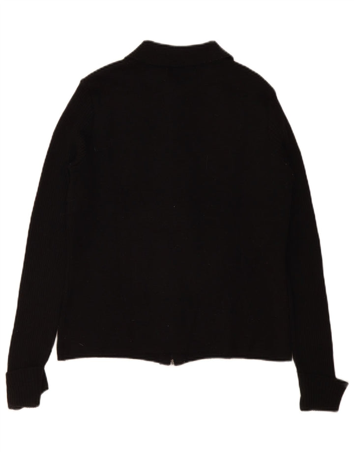 Maglione cardigan con zip intera da donna Zara UK 12 lana nera media