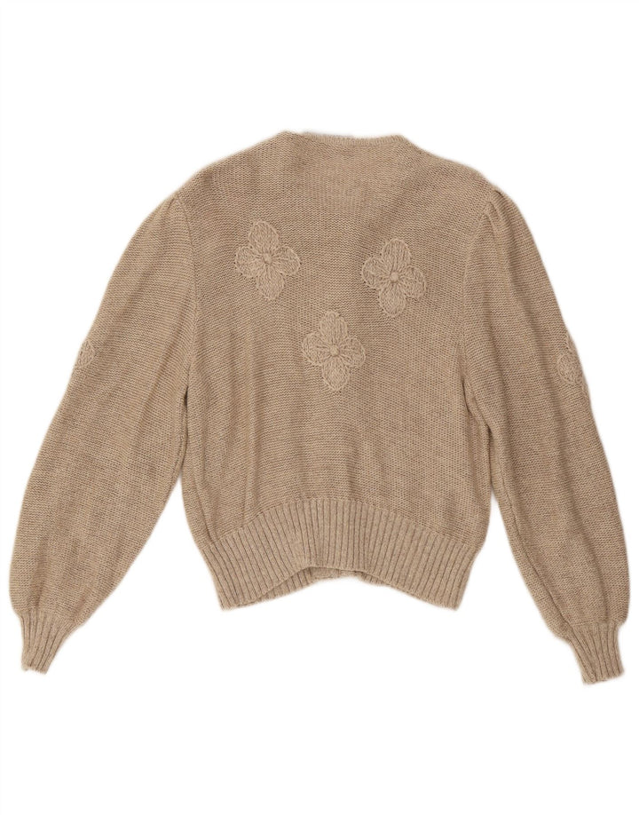 Maglione cardigan da donna Stapf UK 12 Beige medio floreale