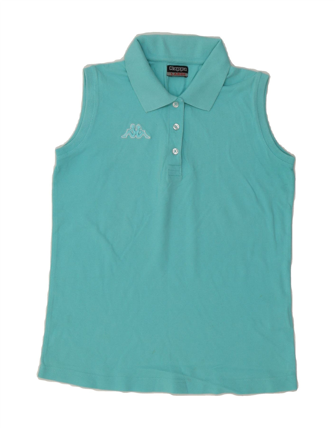 KAPPA Womens Sleeveless Polo Shirt UK 16 Large Blue Vintage Kappa and Second-Hand Kappa from Messina Hembry 