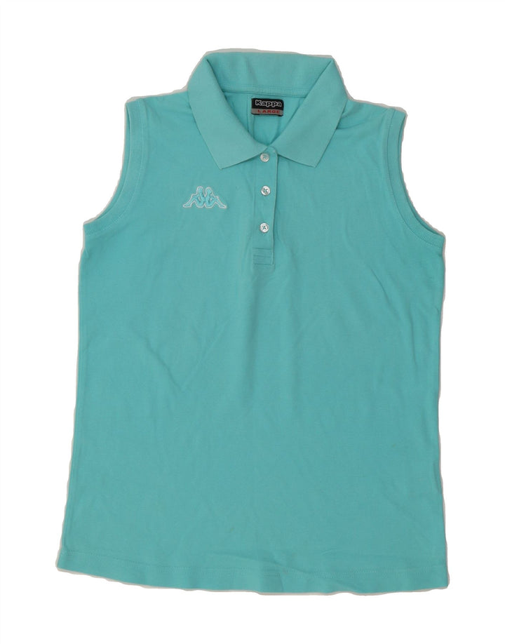 KAPPA Womens Sleeveless Polo Shirt UK 16 Large Blue Vintage Kappa and Second-Hand Kappa from Messina Hembry 
