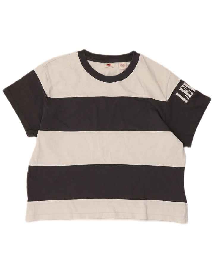 T-shirt grafica oversize corta da donna Levi's Top UK 6 XS a righe nere