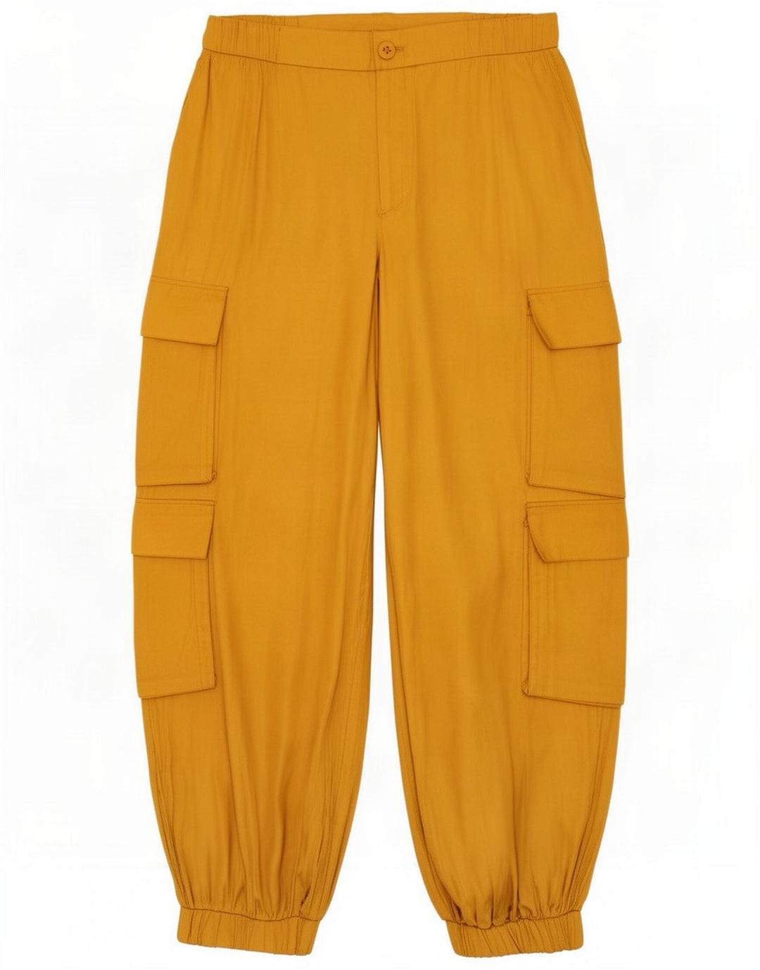 Zara Pantaloni cargo corti da donna Large W30 L23 Poliestere giallo