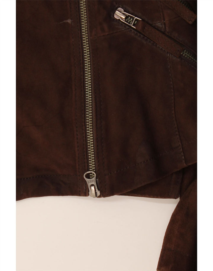 Giacca da motociclista in pelle da donna On Stage IT 38 XS Pelle color block marrone