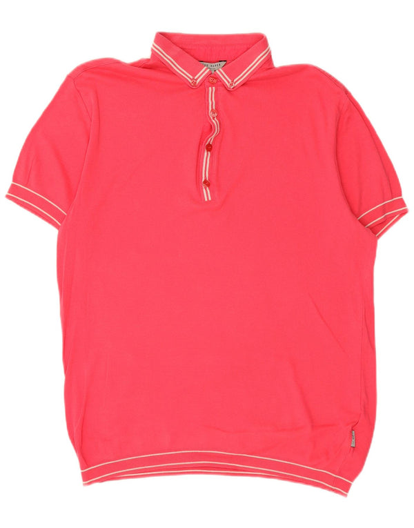 Maglione maglione da uomo con collo alto Ted Baker taglia 3 a righe rosa medio