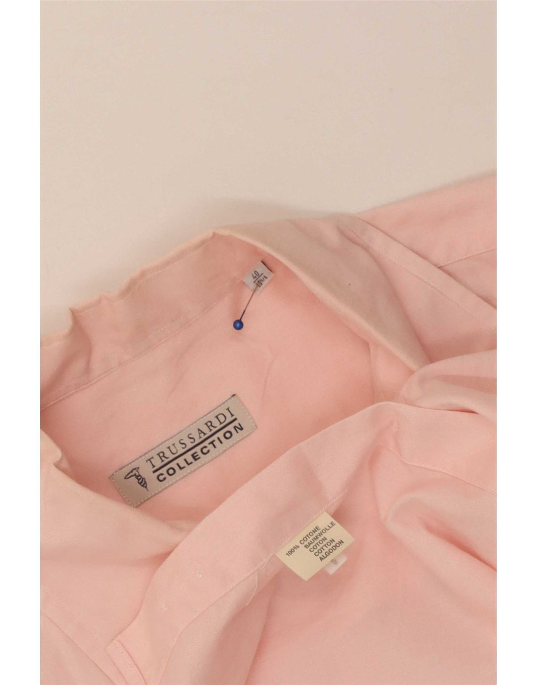 Camicia Uomo Trussardi Jeans Taglia 40 15 1/2 Cotone Rosa Medio