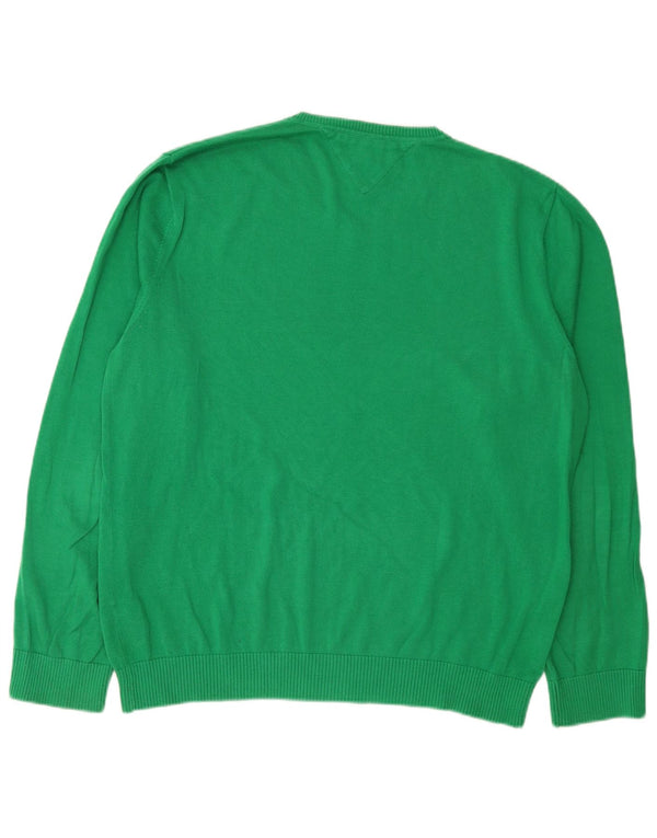Maglione maglione con scollo a V da uomo Tommy Hilfiger XL in cotone verde
