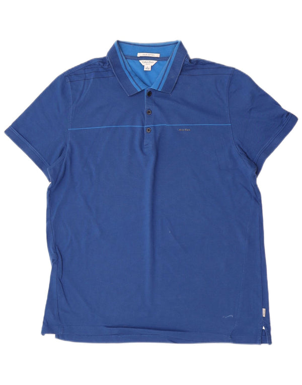 Polo da uomo slim fit Calvin Klein grande in cotone blu
