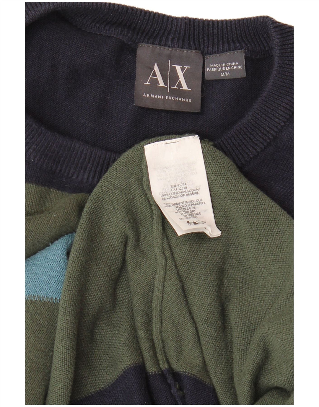 ARMANI EXCHANGE Maglione maglione girocollo da uomo blu navy medio color block