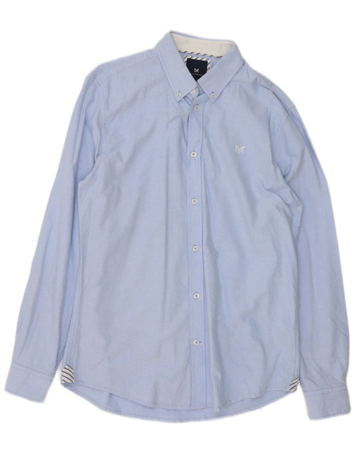 CREW CLOTHING Camicia da uomo slim fit in cotone blu medio