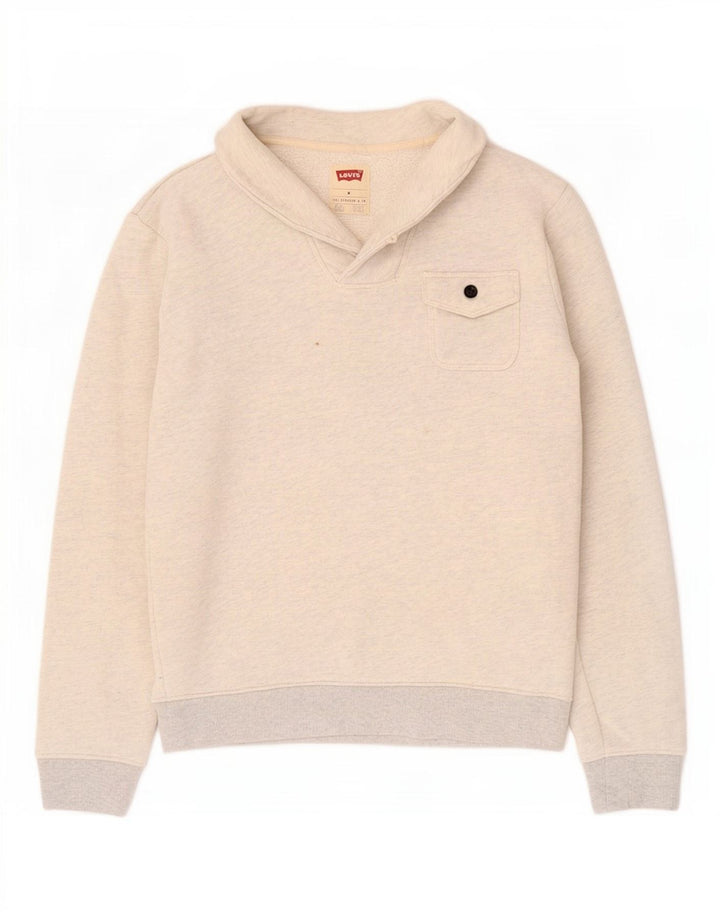 Levi's Uomo Felpa con collo a scialle Maglione Cotone chiazzato grigio medio