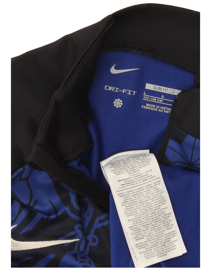 Top Nike da bambino con grafica e collo con zip, manica lunga, 12-13 anni, grande, nera