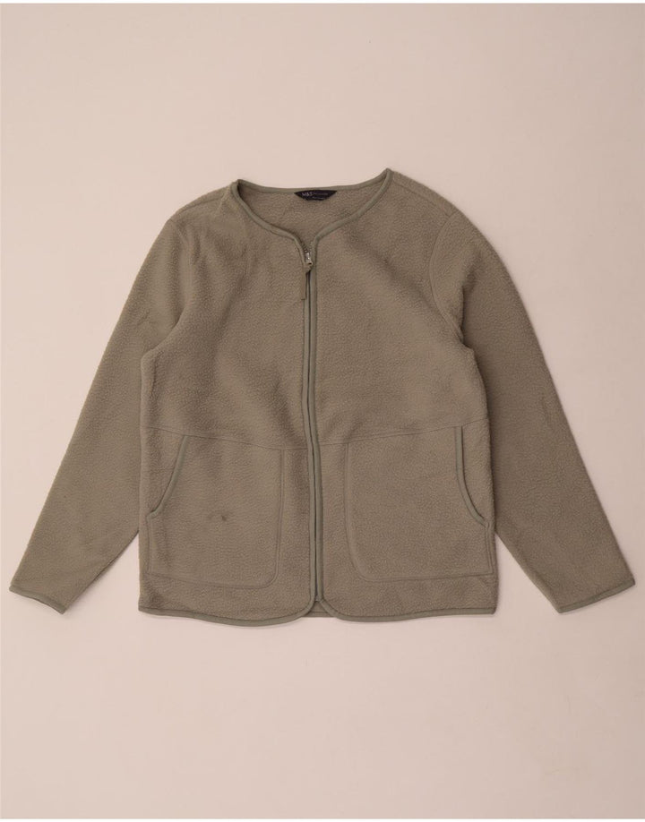 Giacca in pile da donna Marks & Spencer UK 14 poliestere kaki medio