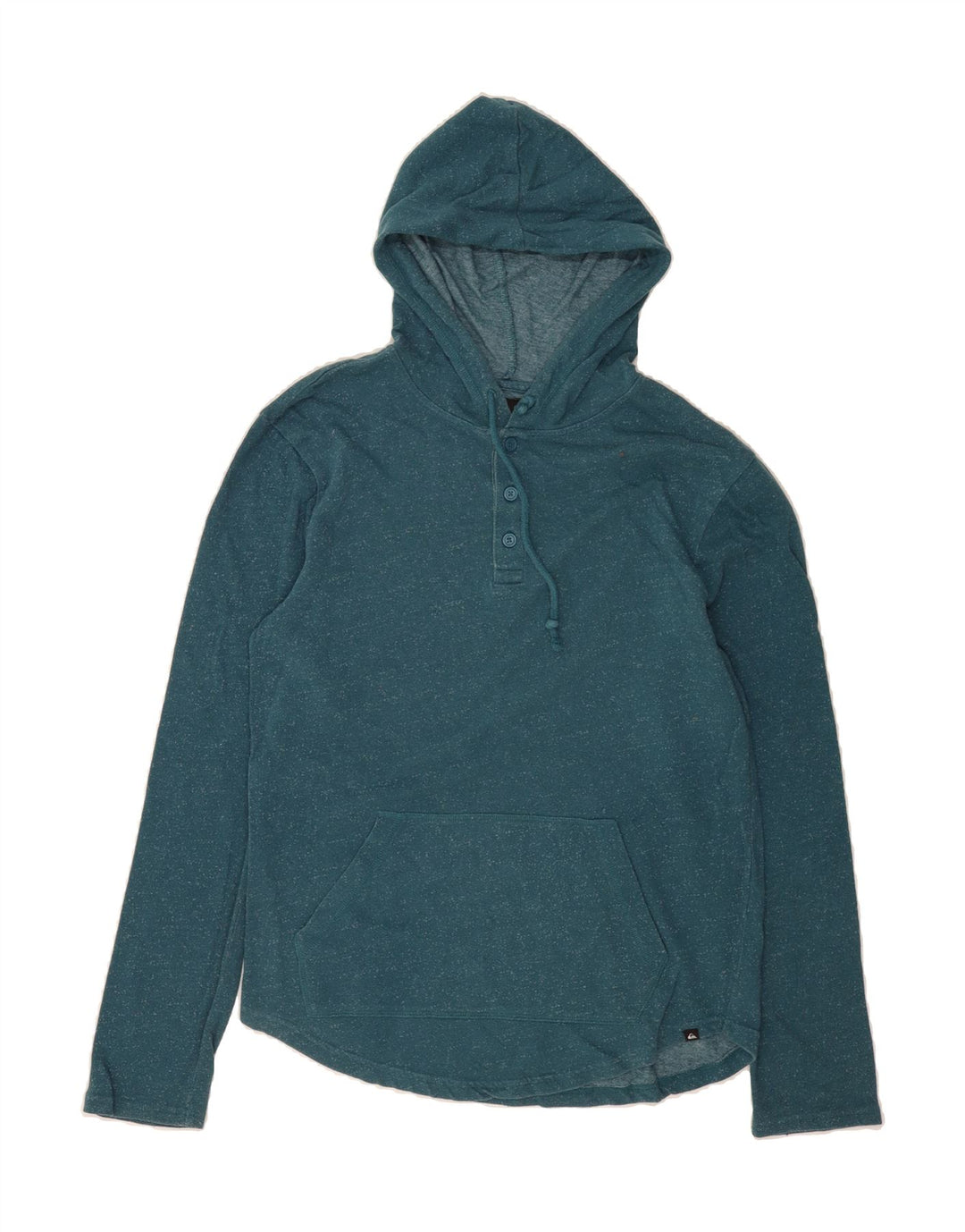 QUIKSILVER Mens Button Neck Hoodie Jumper Medium Blue Flecked Cotton Vintage Quiksilver and Second-Hand Quiksilver from Messina Hembry 