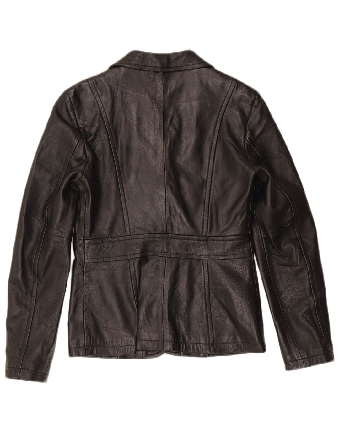 Giacca Blazer in Pelle da Donna a 3 Bottoni Benetton IT 42 Media Pelle Nera