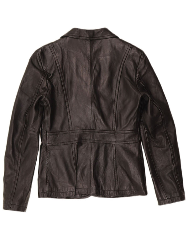 Giacca Blazer in Pelle da Donna a 3 Bottoni Benetton IT 42 Media Pelle Nera