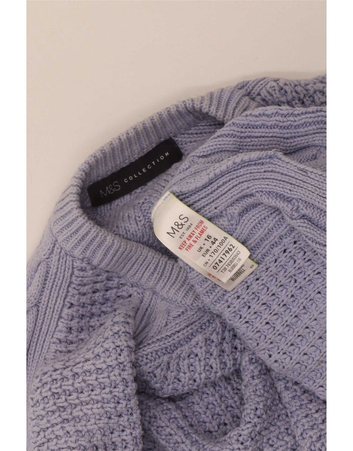Maglione maglione girocollo corto da donna Marks & Spencer UK 16 grande blu