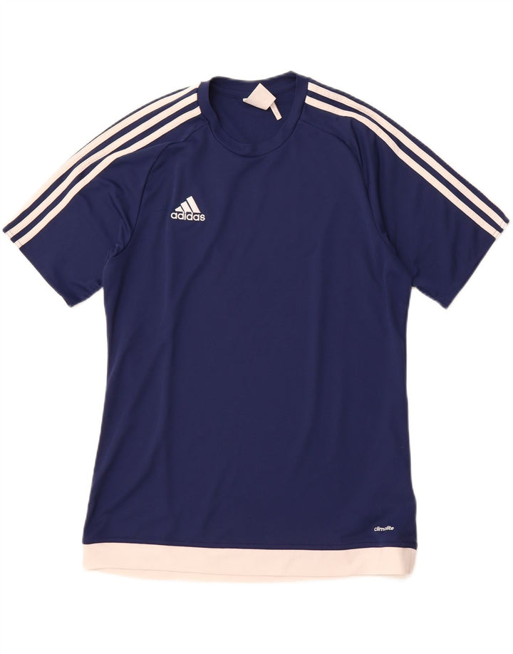 T-shirt ADIDAS da uomo Climalite Top medio in poliestere color block blu navy