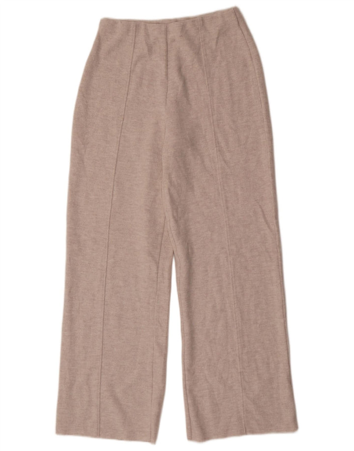 Pantaloni Zara da donna a gamba larga lavorati a maglia piccoli W28 L30 poliestere grigio