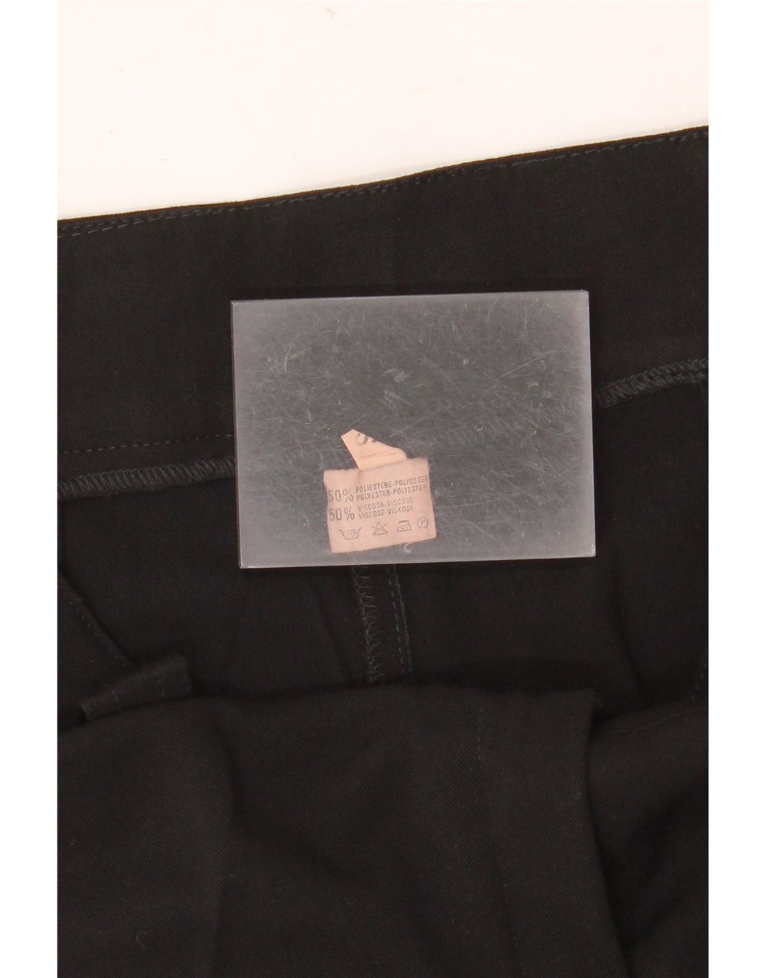 Pantaloni da abito dritti da donna VINTAGE piccoli W27 L32 poliestere nero