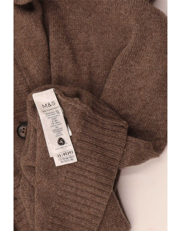Maglione cardigan da uomo Marks & Spencer 2XL lana screziata marrone