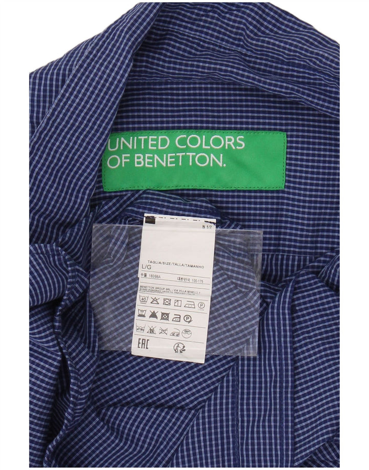 Camicia Uomo BENETTON a Quadri Grandi Blu in Cotone