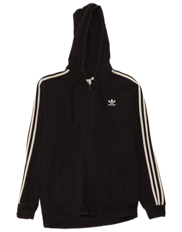 Maglione con cappuccio e zip Adidas da uomo in cotone nero medio