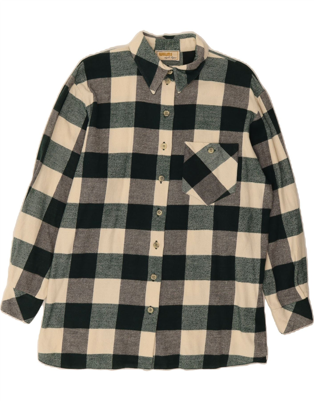 WILLMS Womens Flannel Shirt UK 20 2XL Green Check Cotton Vintage Willms and Second-Hand Willms from Messina Hembry 
