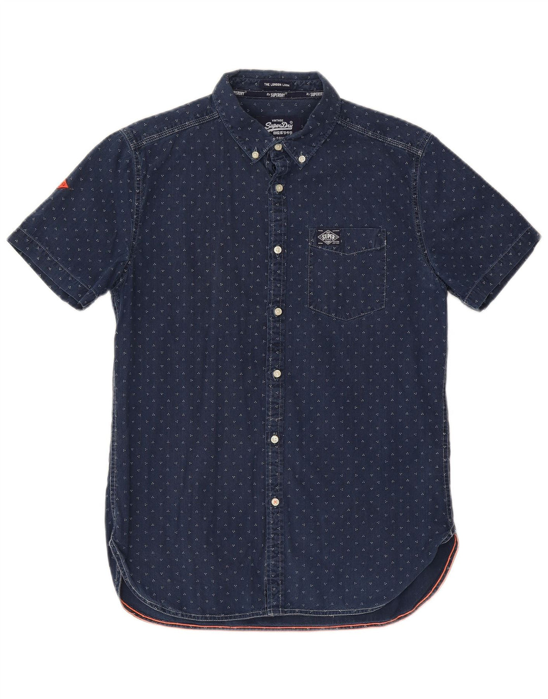 Camicia a maniche corte da uomo Superdry Large in cotone maculato blu navy