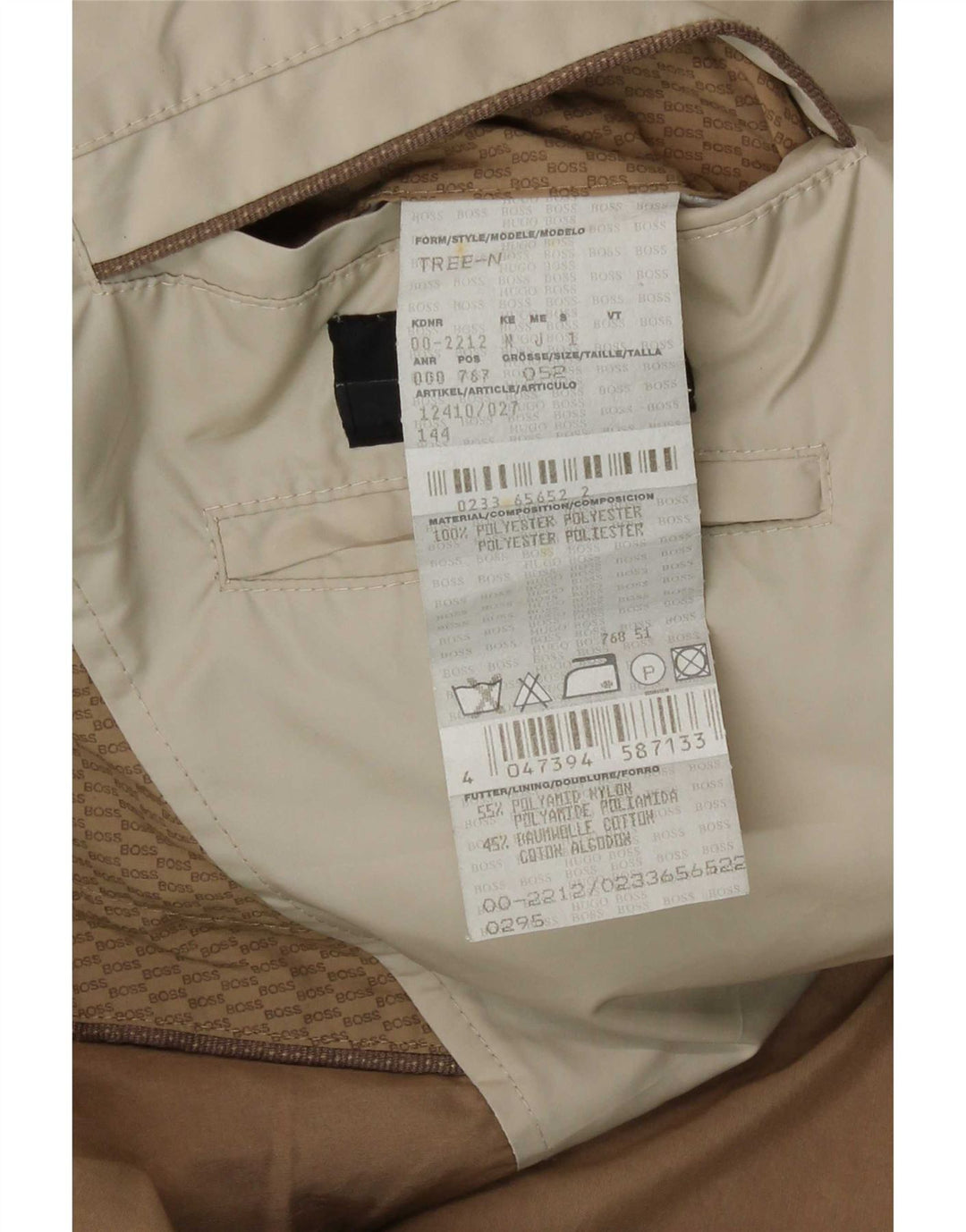 Trench da uomo Hugo Boss EU 52 XL Beige poliammide