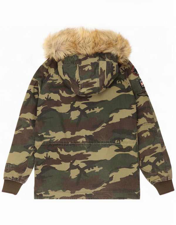 Superdry Giacca militare da uomo con cappuccio The Rookie UK 34 XS Khaki Camouflage