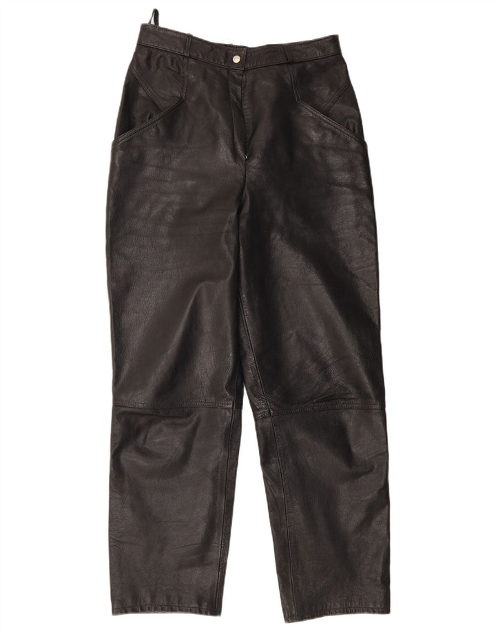 Pantaloni in pelle vintage da donna W28 L30 neri