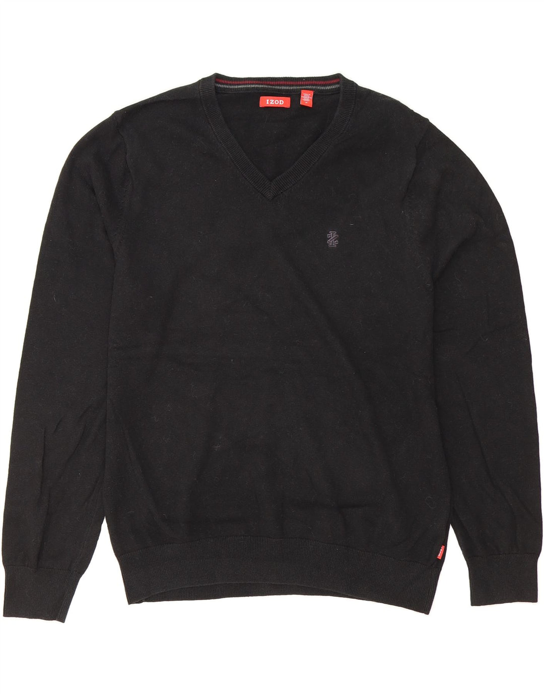 IZOD Mens V-Neck Jumper Sweater Medium Black Cotton Vintage Izod and Second-Hand Izod from Messina Hembry 