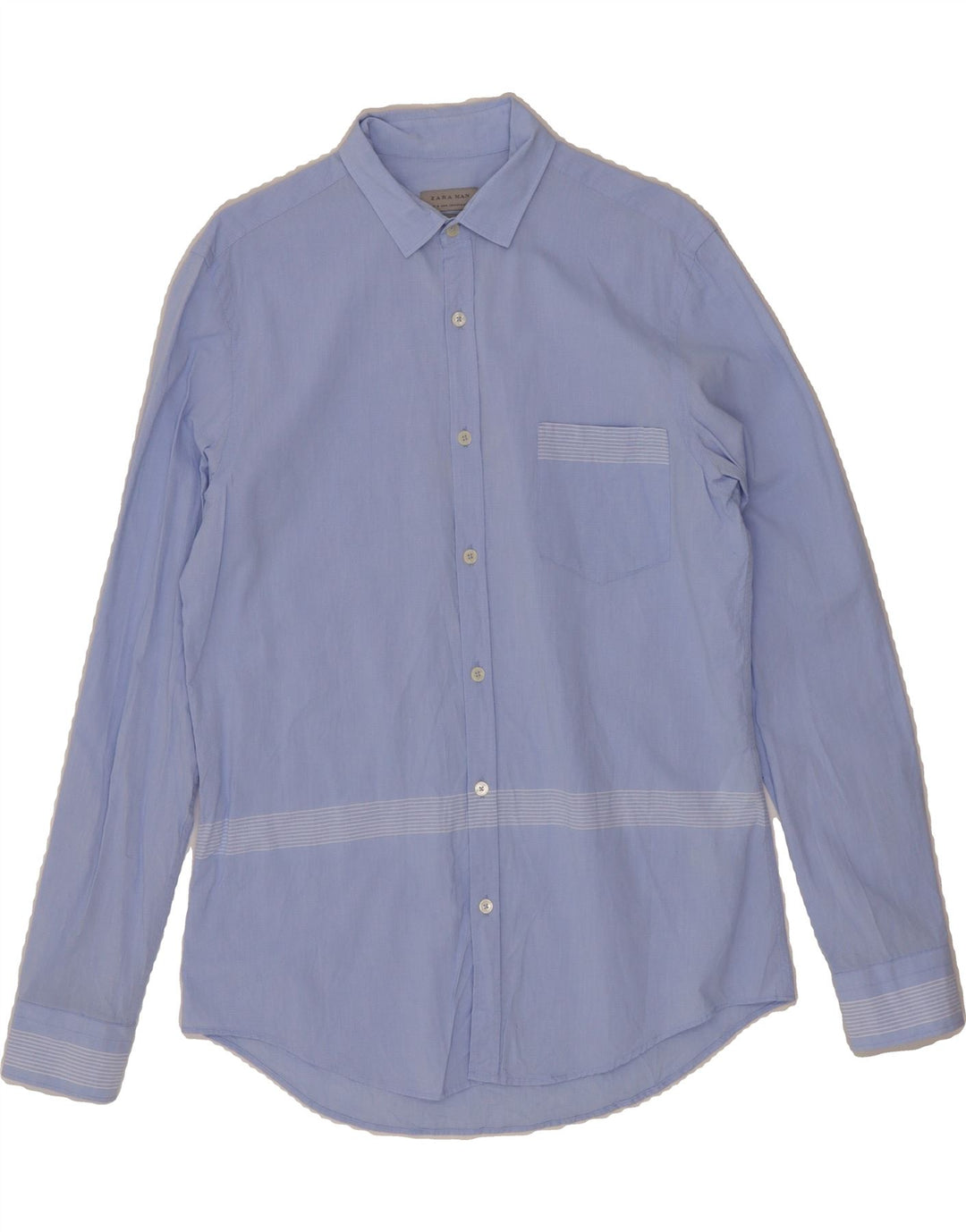 ZARA Mens Slim Fit Shirt Medium Blue Cotton Vintage Zara and Second-Hand Zara from Messina Hembry 