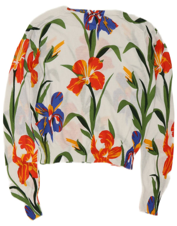 Maglione corto con scollo a barca da donna Zara UK 10 piccolo floreale bianco