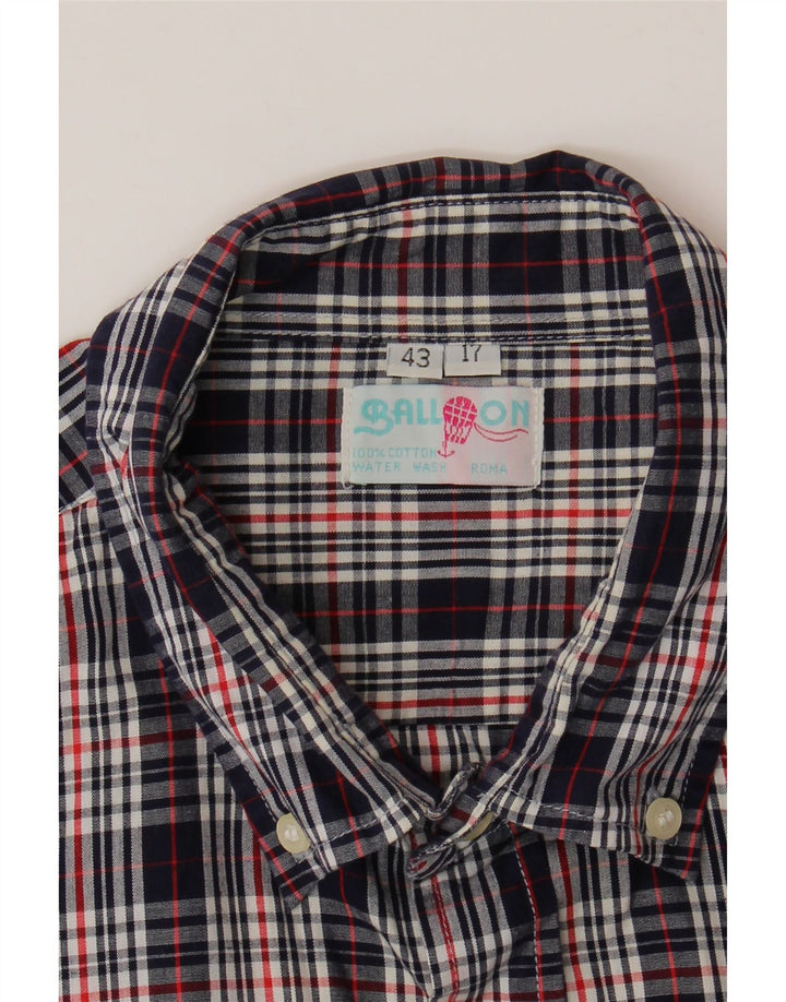 Camicia da uomo Balloon Taglia 43 17 XL Cotone a quadri blu navy