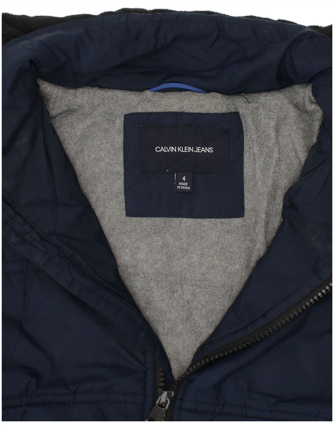CALVIN KLEIN Giacca imbottita con cappuccio grafica per ragazzi 3-4 anni blu navy