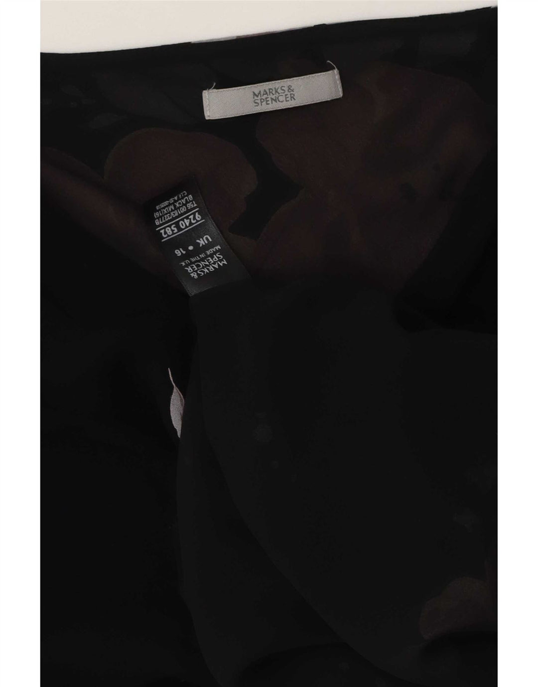 Camicetta da donna Marks & Spencer Top UK 16 Grande poliestere floreale nero