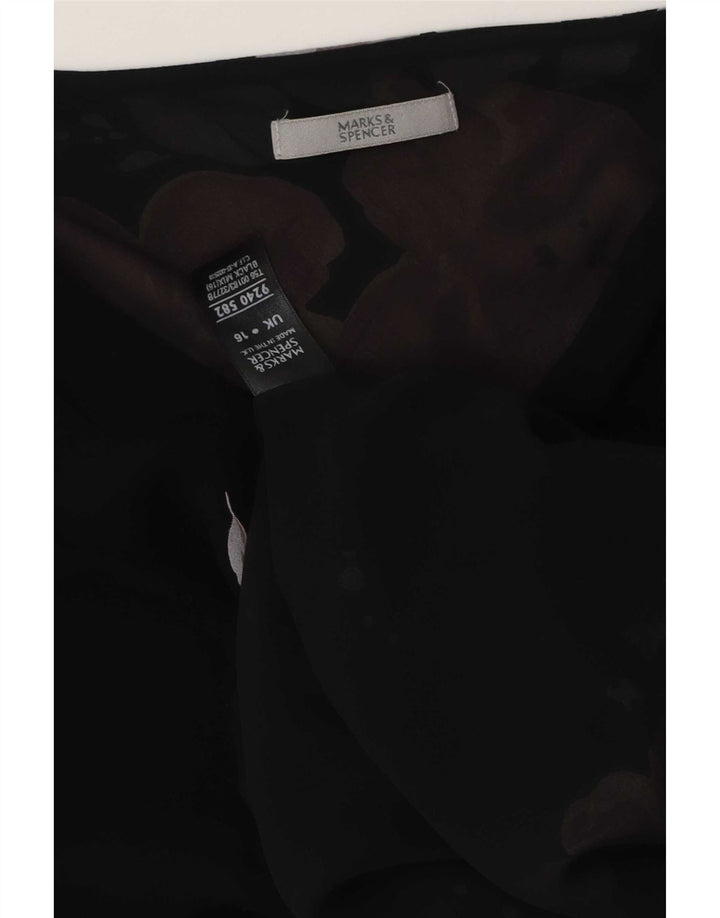 Camicetta da donna Marks & Spencer Top UK 16 Grande poliestere floreale nero