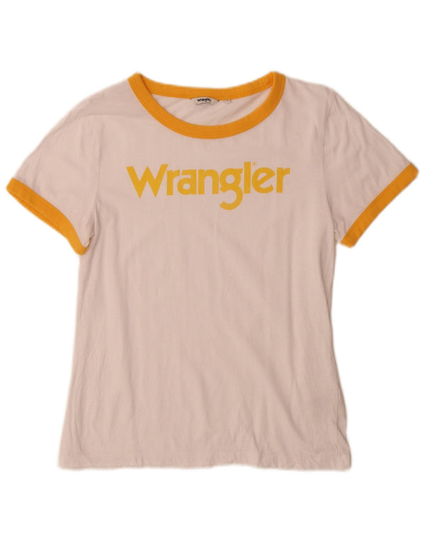 T-shirt grafica da donna Wrangler Top UK 12 Cotone color block bianco medio