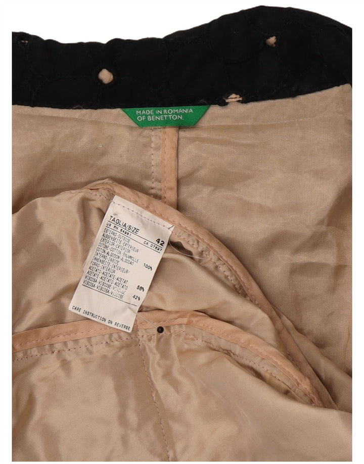 Giacca blazer a 2 bottoni corta da donna Benetton IT 42 media nera maculata